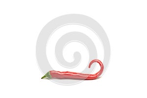 Curly red chilli pepper on white background