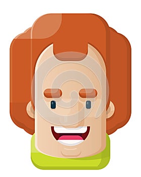 Curly Red Hair Happy Man Flat Vector Graphic Illustration Icon Avatar