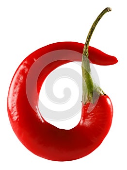 Curly red hot chilli chilies pepper