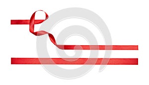 A curly red ribbon Christmas and birthday present banner set.