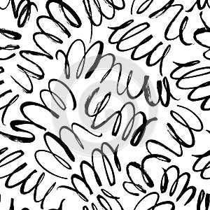 Curly waves hand drawn seamless pattern.