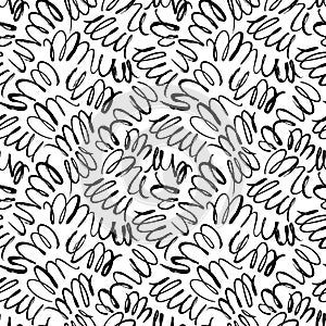 Curly waves hand drawn seamless pattern.