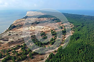 Curonian Spit from above, aerial view of the national park