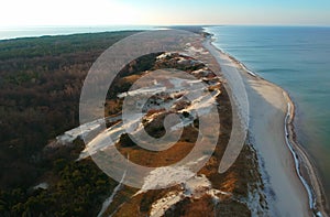 Curonian Spit from above, aerial view of the national park