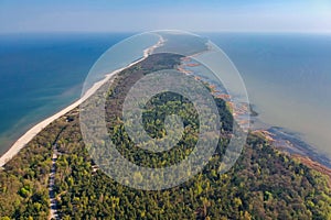 Curonian Spit from above, aerial view of the national park