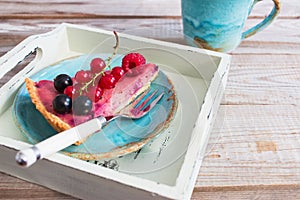 Currant berry tart blue ceramics