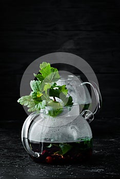 Currant and mint tea. Hot winter drinks.