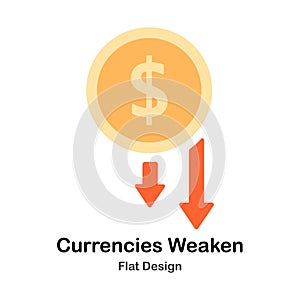 Currencies Weaken Flat Illustration