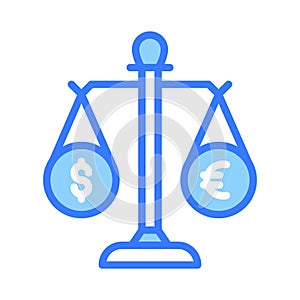 Currency with balancing scale, Trendy icon of money balance