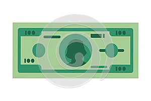 Currency banknote. Green dollar front view. Cash payment. American banking sign. Investment and savings. Finance