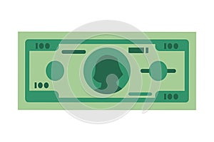 Currency banknote. Green dollar front view. Cash payment. American banking sign. Investment and savings. Finance exchange.