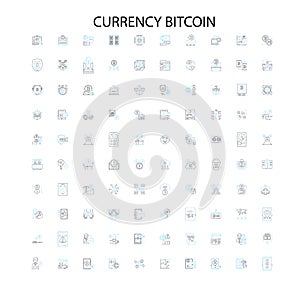 currency bitcoin icons, signs, outline symbols, concept linear illustration line collection
