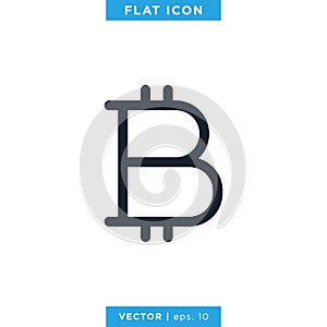 Currency, Bitcoin Sign Icon Vector Logo Design Template