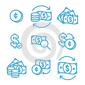 Currency Circulation / money exchange rate icon with dollar bill