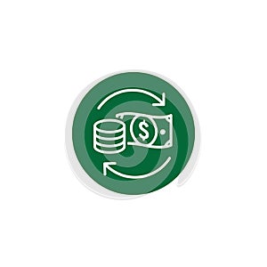 Currency Circulation / money exchange rate icon with dollar bill
