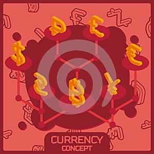 Currency color concept isometric icons