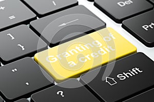 Currency concept: Granting of A credit on computer keyboard background