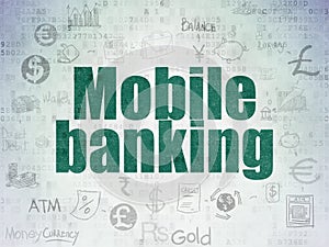 Currency concept: Mobile Banking on Digital Data Paper background