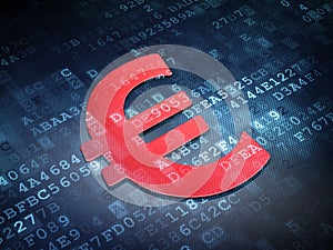 Currency concept: Red Euro on digital background