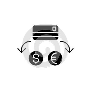 Currency conversion black icon concept. Currency conversion flat vector symbol, sign, illustration.