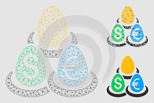 Currency Deposit Diversification Vector Mesh Carcass Model and Triangle Mosaic Icon