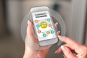 Currency exchange concept on a smartphone