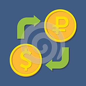 Currency exchange. Dollar and Rubl.