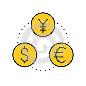 Currency exchange euro yen and dollar, bank and financial relate