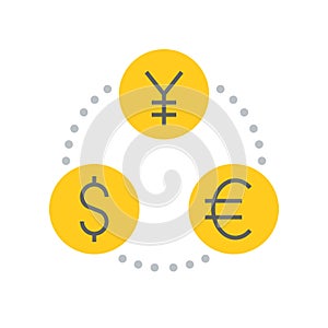 Currency exchange euro yen and dollar, bank and financial relate