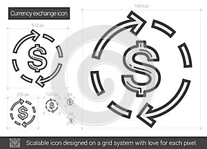 Currency exchange line icon.