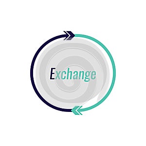 Currency exchange logo design, cash back, quick loan, mortgage refinance, refund, insurance concept, fund management. Flat vector