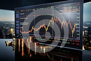 Currency exchange rate stock market on monitor screen in real time