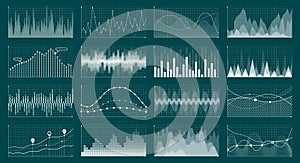 Currency grow chart. Stock graph diagram, finance and economic market analysis graphs. Analysis economics graphs vector