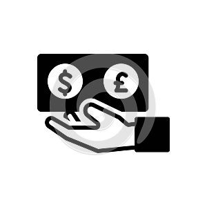 Black solid icon for Currency, cash and finance