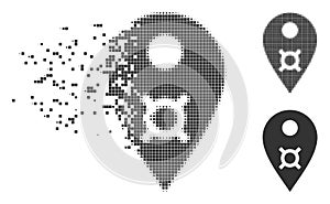 Currency Map Marker Fragmented Pixel Halftone Icon
