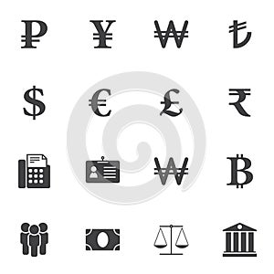 Currency money exchange vector icons set