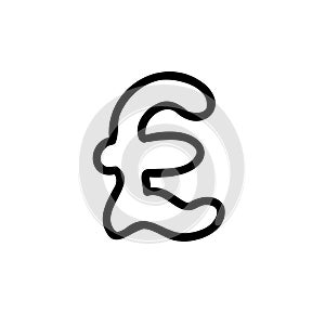 Currency money GBR Pound Sterling finance sign icon. Vector illustration hand made cartoon doodle photo