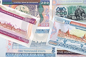 Currency of Myanmar - Kyat a background