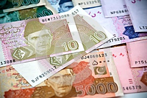 Currency notes in Pakistani Rupees