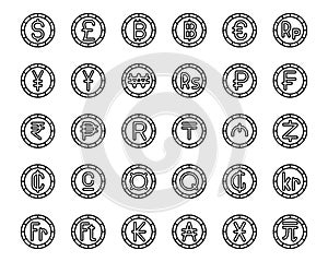 Currency outline icon and symbol for website, application