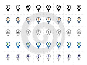 Currency pointers icons set