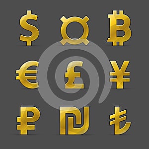 Currency signs. World money icon set