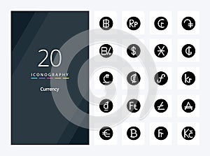 20 Currency Solid Glyph icon for presentation