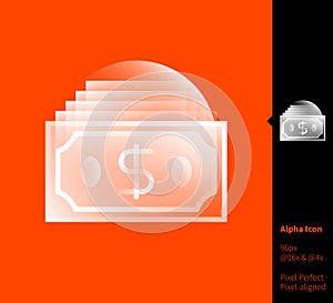 Currency symbol dollar alpha icon - vector illustrations for branding, web design, presentation, logo, banners. Transparent