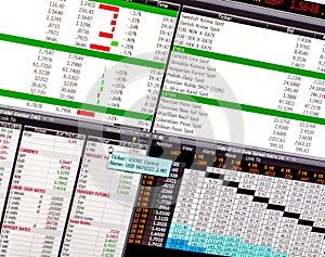 Currency trader monitor with financial data