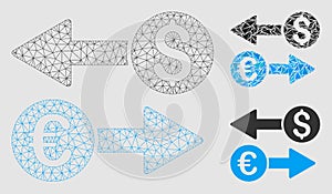 Currency Transfers Vector Mesh 2D Model and Triangle Mosaic Icon