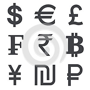 Currency vector icon set