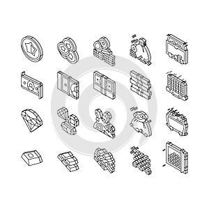 Currency Video Games Collection isometric icons set vector