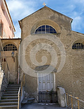 Current rear, Church of Santa Margherita d`Antiochia in Vernazza, Liguria, Italy