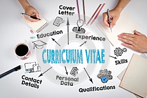 Curriculum Vitae Concept. The meeting at the white office table